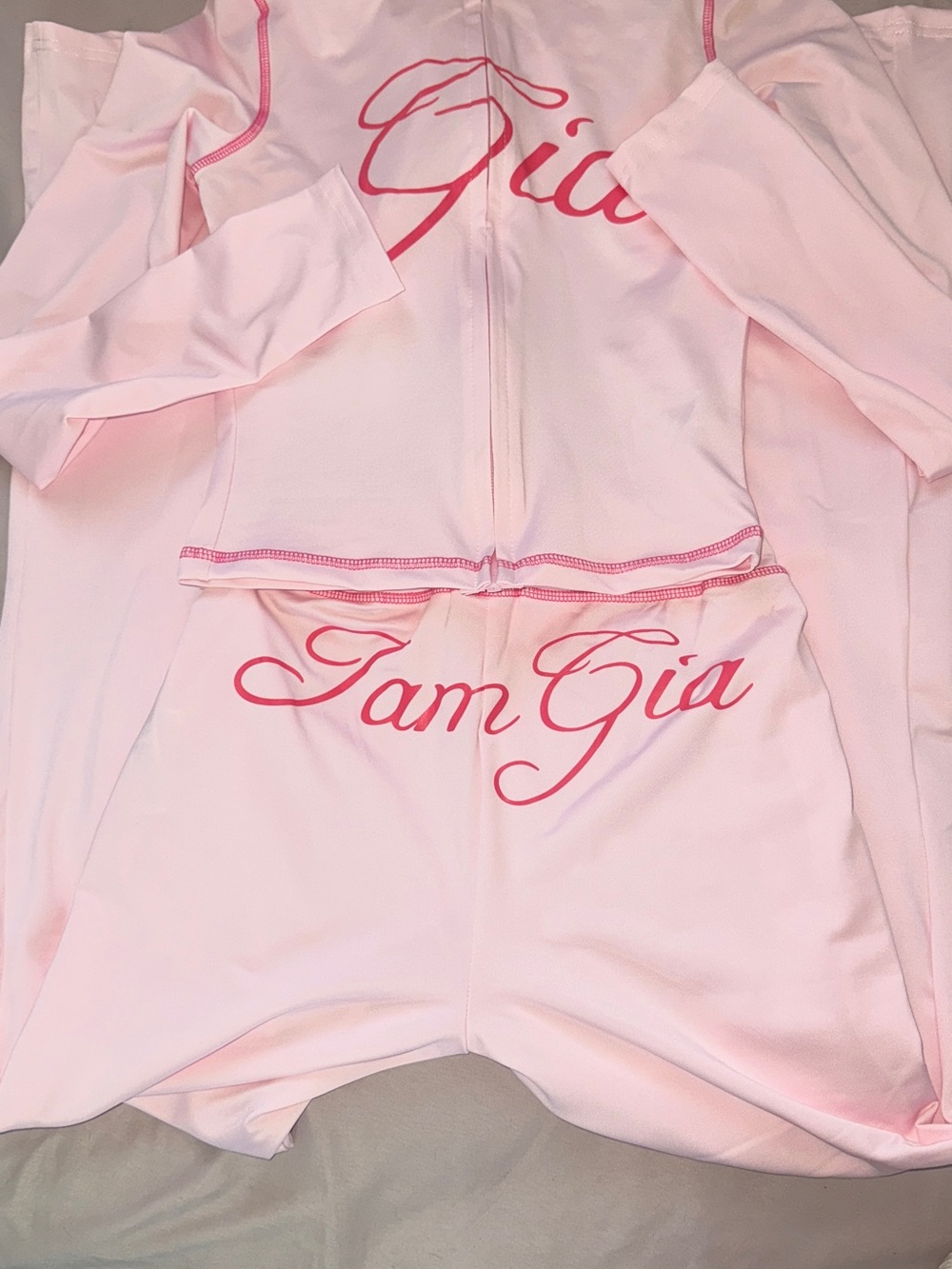 I.AM.GIA Light Pink Logo Zip Crop Top & Shorts Set - Picture 1 of 5